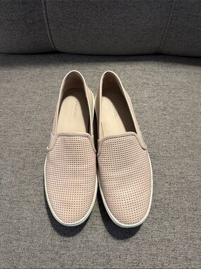 Vince Perforated Slip-On Sneakers in Blush Pink and White